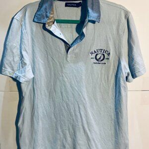 Nautica Sailing Club Polo Shirt Light Blue Size L– Est. 1983 Embroidered Logo